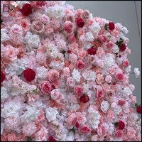 Dinding Bunga Mawar Sutra Buatan Seri Pink Berbahan Kain 120x240cm Simulasi Tinggi untuk Dekorasi Hotel