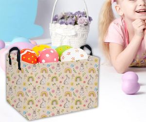 Rectangle Empty Easter <b>Baskets</b> <b>Large</b> Toy Storage Bin Girls Collapsible Hamper Waterproof Canvas Box - Product Image 5