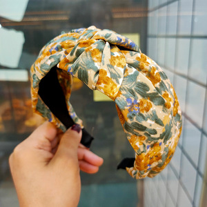 2025韓国ヘッドバンド卸売プリントワイドバンドノットディテール調整可能生地ヘアアクセサリー - Product Image 6