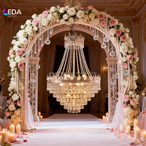 Lustre en cristal <span class=keywords><strong>de</strong></span> style palais luxueux LEDA, salles <span class=keywords><strong>de</strong></span> réception <span class=keywords><strong>de</strong></span> <span class=keywords><strong>mariage</strong></span>, lustre à lumière chaude, décoration <span class=keywords><strong>de</strong></span> plafond pour <span class=keywords><strong>mariage</strong></span> - Product Image 5