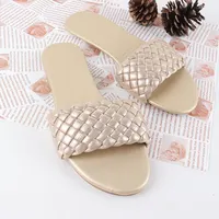 Zapatillas de cuero de alta calidad para mujer, Sandalias planas tejidas, bonitas, moda coreana