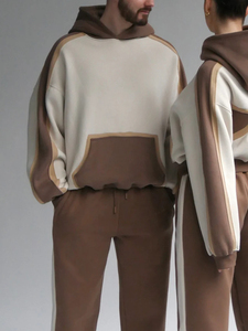 Felpe con Cappuccio Personalizzate 500gsm Bicolore da Uomo, Streetwear di Alta Qualità, Tute Oversize in Cotone Pesante <span class=keywords><strong>per</strong></span> Uomo - Product Image 3