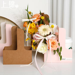 Özel Logo taşınabilir çiçek kağıt kutuları ve hediye paketleme için Kraft fincan taşıyıcı, doğum günü kutlamaları, düğün ambalaj - Product Image 5