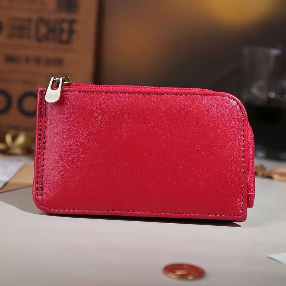 2023 New Arrival Quality Leather Coin Purses Small Wallet Solid Color Cowhide Leather Women'S Short Wallet
