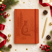 Carnet promotionnel de Noël personnalisé en terre cuite, reliure rigide, reliure cousue, papier A5, 80 feuilles, impression numérique