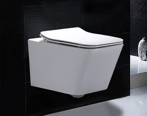 Moderne randlose Spülung quadratische Wandbehang Toilette Keramik hängende Toilette WC Wand halterung Toilette
