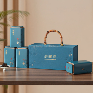 Hộp giấy cứng cao cấp thiết kế tùy chỉnh, màu xanh đen, đựng trà, hộp quà tặng di động, dùng để đóng gói trà - Product Image 2