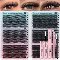 OEM/ODM – Kit de faux cils synthétiques bouclés épais, style européen et américain, les plus vendus, avec bande noire en plastique