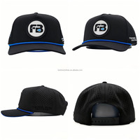 Casquettes de golf et casquettes de baseball OEM à 5 panneaux, avec patch en caoutchouc PVC personnalisé, logo brodé 3D, perforations découpées, imperméables, à fermeture snapback et avec cordon