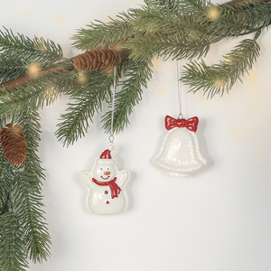 <span class=keywords><strong>Adornos</strong></span> Navideños Colgantes de Cerámica, Muñecos de Nieve y Gnomos Impresos a Mano, Colgante <span class=keywords><strong>para</strong></span> Árbol de <span class=keywords><strong>Navidad</strong></span>, Decoración <span class=keywords><strong>para</strong></span> Fiestas - Product Image 3