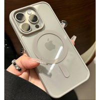 Coque de téléphone portable en acrylique orange avec chargement magnétique sans fil, compatible iPhone 17, 16, 15, 14, 13, 12 Pro Max, emballée dans un sac OPP