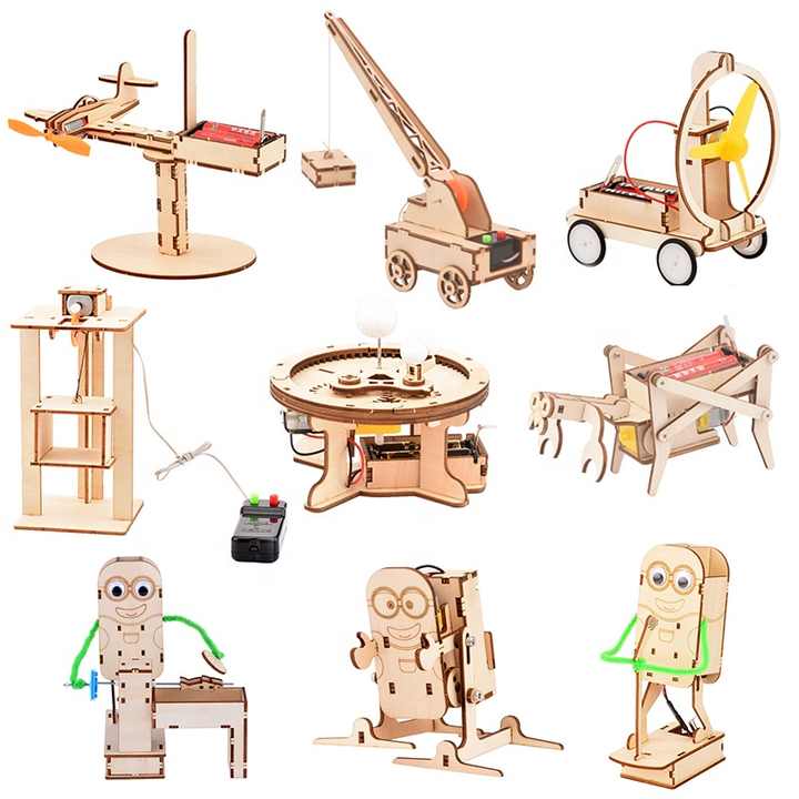 Diy 3D STEM Wooden science kit Assembly Creation battery powered STEM ...