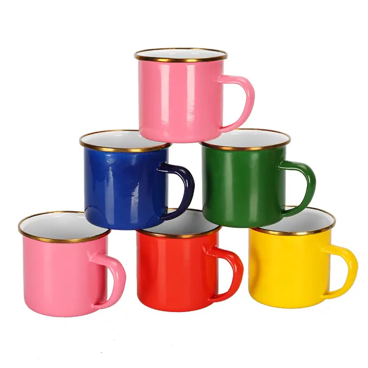 MIKENDA Mini esmalte taza tazas de café de cerámica taza de té esmalte tazas de café, tazas