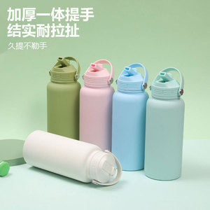 Stainless Steel Sports Water Bottle 1000ml Insulated Wide Mouth With Handle And Straw Cap For Outdoor Use - Product Image 3