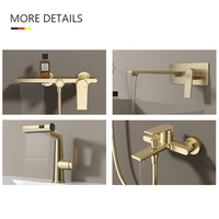 Ensemble de robinetterie de salle de bain en or brossé, colonne de douche avec pomme de douche, ensemble de douche de pluie pour salle de bain