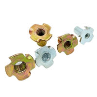Tuerca en T DIN1624 de 4 Puntas M4 M6, Tuerca de Inserción de Cuatro Garras de Acero Galvanizado con Recubrimiento de Zinc, Clase 4.8, para Muebles y Carpintería