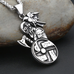 Collar Vikingo de Acero Inoxidable con Colgante de Escudo y Hacha, Diseño Único, Joyería para Hombre, Regalo - Product Image 3