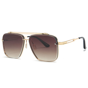 17302 Lunettes de soleil carrées à double pont en métal à bords coupés, style européen et américain, protection UV400, monture complète, pour hommes, nouveau modèle <span class=keywords><strong>2020</strong></span>, tendance urbaine - Product Image 4