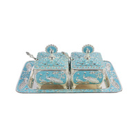 Ensemble de 2 pots à sucre en métal argenté, pot à lait, plateau de service avec cuillère, pot multi-usages, cadeau d'entreprise
