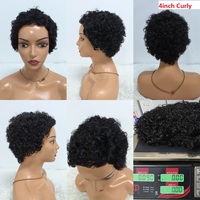 Promotion $6.3 100% cheveux humains courts coupe de lutin Machine pas de perruque de dentelle en gros usine pas cher perruque de cheveux humains pour les femmes noires