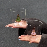 Tasse en verre transparente créative en forme de sapin de Noël, résistante aux hautes températures, pour petit-déjeuner, lait et café
