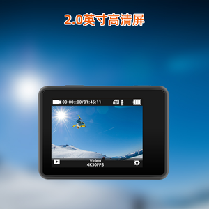 กล้องแอคชั่น <span class=keywords><strong>4K</strong></span> 60fps มุมกว้าง 170 องศา กันน้ำลึก 30 เมตร กล้องกีฬาขนาดเล็ก จอแสดงผล 2.0 นิ้ว สำหรับปั่นจักรยาน หมวกกันน็อค ดำน้ำ - Product Image 3