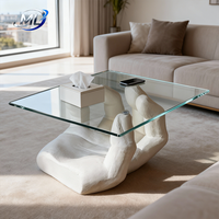 Meubles de salon européens modernes et durables, table basse à plateau en verre et base en fibre de verre, couleur personnalisable, design personnalisé