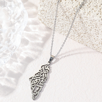 Collar de Acero Inoxidable con Mapa de Palestina, Ayatul Kursi, Alá, Islámico, Árabe, Musulmán, Joyería de Moda, Regalo de Eid al por Mayor