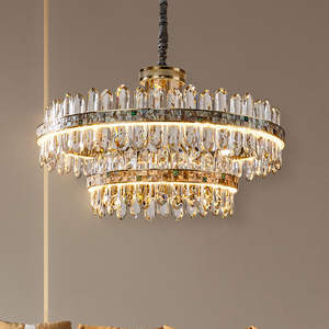 2024 nuevas luces de lujo, luz colgante circular de concha de cristal LED moderna para sala de estar de hotel - Product Image 5