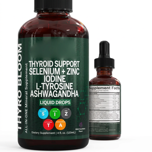 <span class=keywords><strong>Thyro</strong></span> Bloom Gouttes de soutien <span class=keywords><strong>thyro</strong></span>ïdien au sélénium, zinc, iode, L-tyrosine et Ashwagandha liquide 120ml Canneberge sauvage Marque privée - Product Image 4