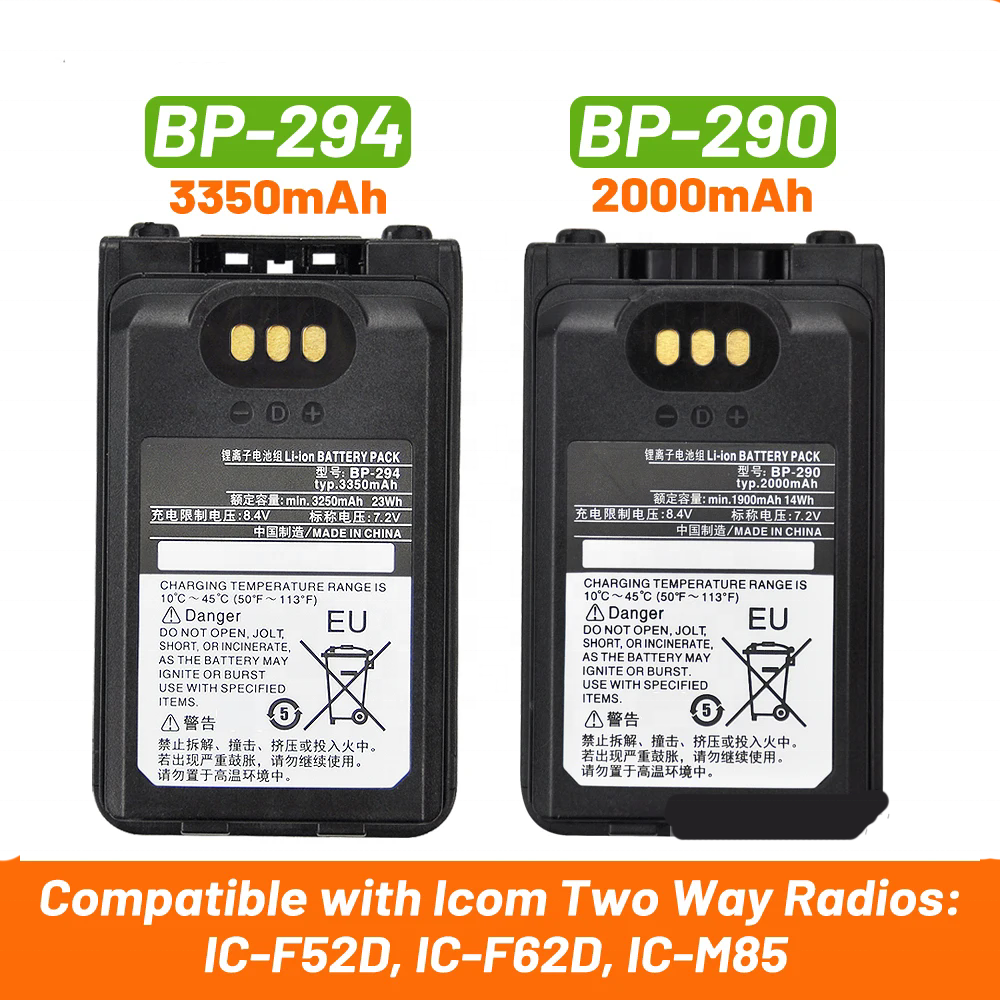 Icom BP-290、BP-292、BP-294リチウムイオン交換用バッテリー用の