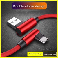Kabel Data Kain Kepang Pengisian Cepat Tipe-C Model Siku untuk Ponsel OPPO