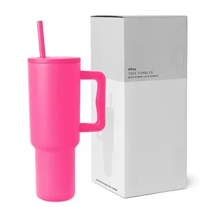 Recém 40oz Tumbler with Handle Quencher Adventure Silicone Leak Proof Straw Lid Quencher Stainless Steel Trek Tumbler