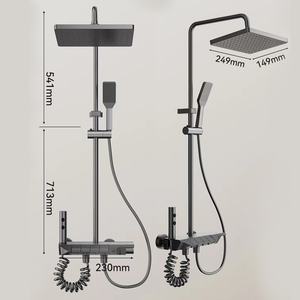 Серая квадратная Алюминиевая душевая кабина для квартиры и больниц - Product Image 1
