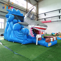 Winsun Blue Shark Toboggan Aquatique Gonflable à Une Voie Château Gonflable Matériau PVC Ignifuge Étanche Installation Facile Certifié CE
