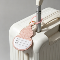 Étiquette de bagage en cuir PU en forme de gourde chinoise, étiquette d'identification de valise traditionnelle, étiquette de sac de voyage anti-perte pour les voyages à l'aéroport