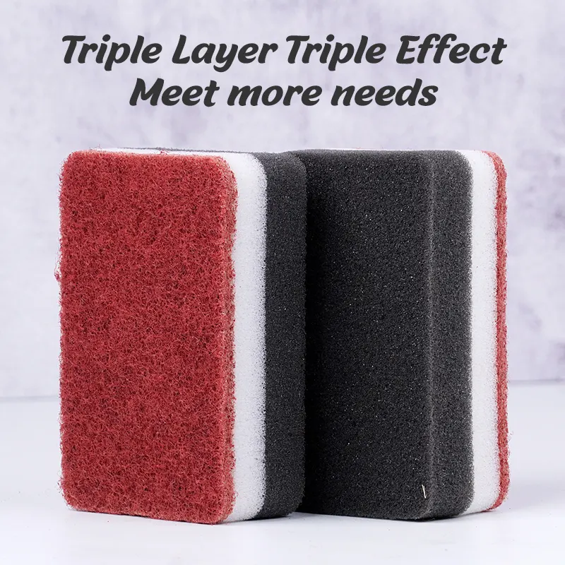 Kitchen cleaning tools High-density brown black white dish-washing sponge Scouring Pad Cleaning Dishes Washing Pot