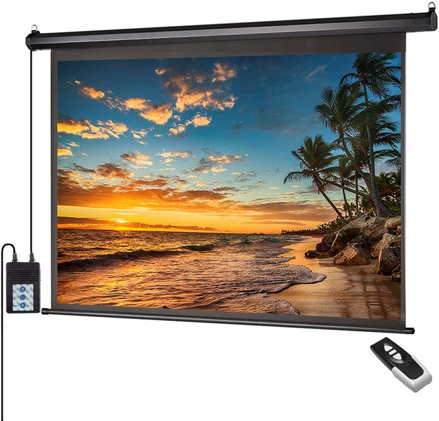 100 Inch Motorized Electric Remote Controlled Drop Down Projector Screen 16:9