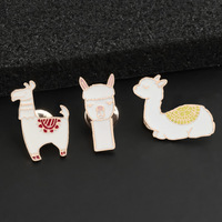 Broche créative en alliage, motif alpaga, cheval et herbe, avec finition émail goutte d'huile, pour étudiants, manteaux, chapeaux, sacs, décorations, épingles de col et médailles