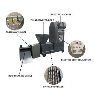 BOUXIU, extrusora de carbonización para moldeado de astillas de madera, máquina para hacer varillas, tipo tornillo, cáscara de arroz, máquina de briquetas de biomasa, briquetas - Product Image 2