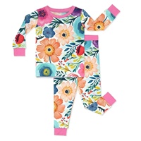 Piyama Bayi Motif Bambu Nyaman Bernapas Unisex Romper Setelan Tidur Awet untuk Bayi