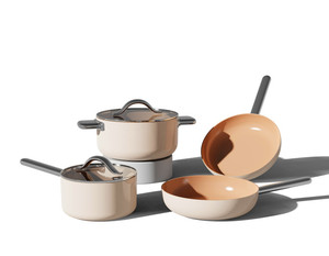 JEETEE OEM — Casserole basse antiadhésive, Pot à sauce, poêle à frire avec poignée en tissage et couvercle en Silicone - Product Image 5