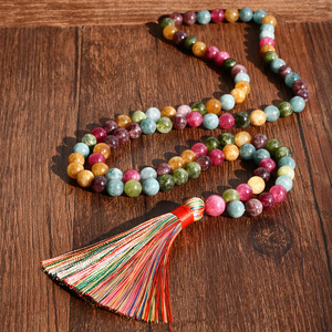Nuova Collana Mala con 108 Perle in Agata Cinese, Unisex, Classica, <span class=keywords><strong>Rosario</strong></span> Religioso, con <span class=keywords><strong>Pietre</strong></span> Occhio di Tigre, Collane di Moda con Perline - Product Image 4