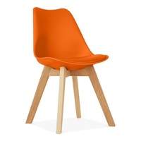 Chaise de salle à manger de style moderne, chaise lounge Shell en plastique avec pieds en bois naturel, livraison rapide