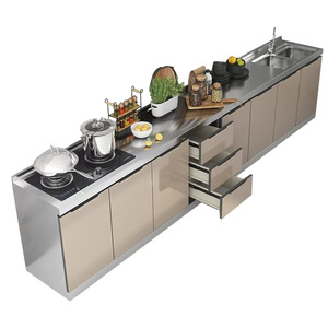 Armadio moderno da esterno in acciaio inossidabile semplice lavabo da stufa multifunzionale armadio integrato assemblato a parete 5 - Product Image 6