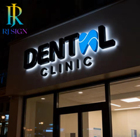 Enseigne lumineuse 3D personnalisée en acier inoxydable 304 avec rétroéclairage LED, lettres en métal miroir pour enseigne commerciale, panneau d'enseigne extérieur