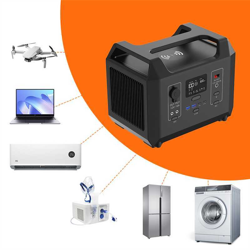 <strong>1200W</strong> 600W Portable Power Bank Emergency Power Station <strong>Solar</strong> Panel <strong>Generator</strong> with Pure Sine Wave Flashlight Wireless Charger