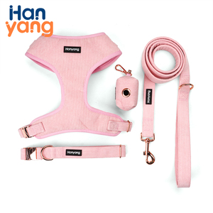 Hanyang OEM Custom Corduroy Dog Harness Breathable Mesh Adjustable Dog Harness Leash Luxury Designer Custom Logo Dog Harness