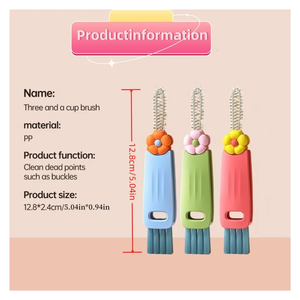 Brosse de nettoyage 3-en-1 pour couvercles de tasses, Nouveauté 2025, Brosse de nettoyage pour fentes étroites de bouteilles, espaces serrés, tasses à café, thermos, outils de cuisine - Product Image 3