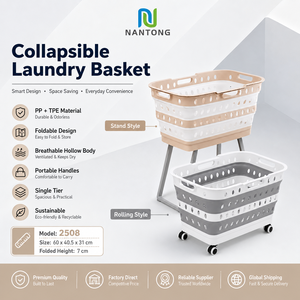 Cesto Portabiancheria Ecologico Pieghevole in Plastica PP, Grande Capacità, Multifunzionale con Supporto per Uso Domestico - Product Image 6